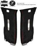 RED STITCH 2X MID UPPER B PILLAR REAL SUEDE COVERS FITS NAVARA D40 2006-2014