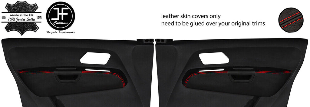 RED  STITCH 2X FRONT DOOR ARMREST TOP GRAIN LEATHER COVERS FOR VW AMAROK 10-20