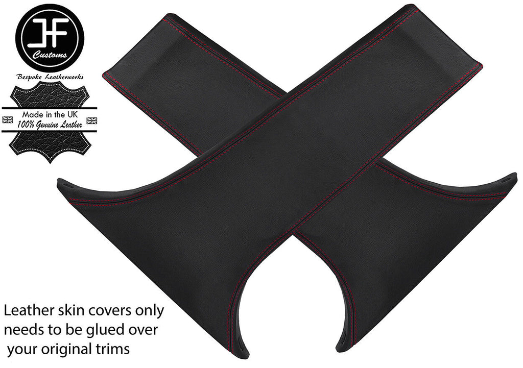 RED STITCH 2X LOWER B PILLAR LEATHER COVERS FITS SUBARU LEGACY OUTBACK 10-17