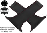 RED STITCH 2X LOWER B PILLAR LEATHER COVERS FITS SUBARU LEGACY OUTBACK 10-17