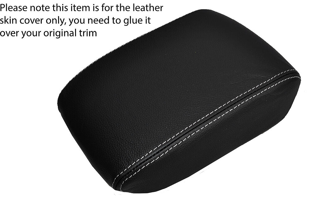 WHITE STITCHING LEATHER ARMREST LID SKIN COVER FITS SAAB 9-5 95 2006-2009