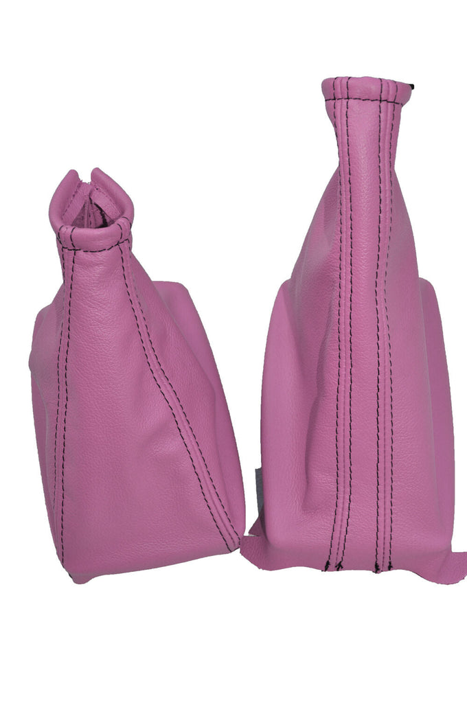PINK LEATHER BLACK STITCH FITS OPEL VAUXHALL CORSA C COMBO 2001-2006 SET GAITERS