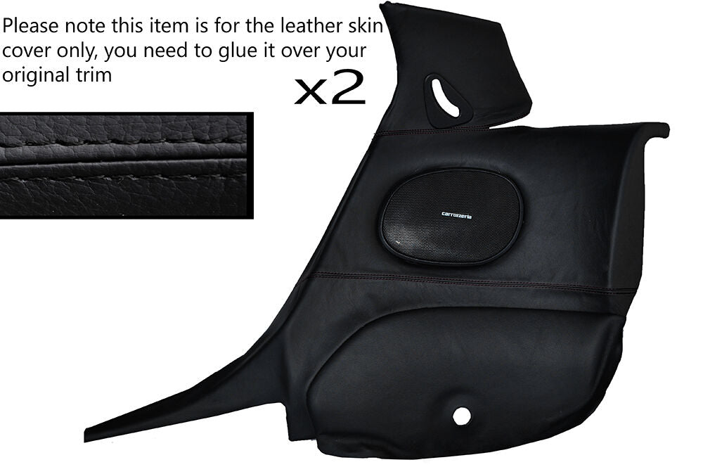 BLACK STITCH 2X REAR DOOR CARDS LEATHER SKIN COVERS FITS MAZDA RX7 FD3S 92-02