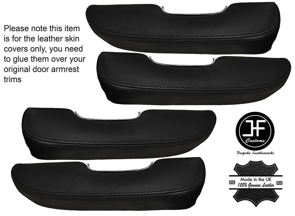 BLACK STICH 4X FRONT & REAR DOOR ARMREST LEATHER COVER FITS WOLSELEY SIX SALOON