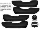 BLACK STICH 4X FRONT & REAR DOOR ARMREST LEATHER COVER FITS WOLSELEY SIX SALOON