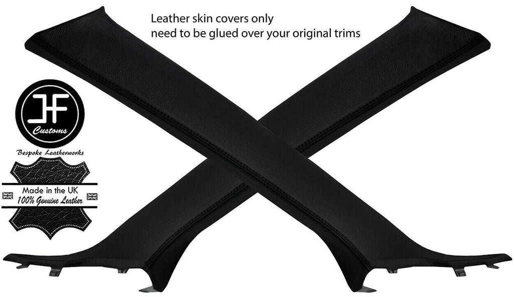 BLACK STITCH 2X A PILLAR LEATHER COVERS FOR MITSUBISHI LANCER EVO 10 X 08-16