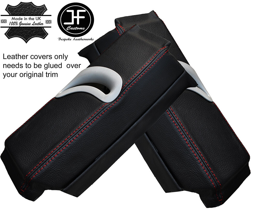 RED STITCHING 2X UPPER B PILLAR LEATHER COVERS FITS AUDI A5 COUPE 2007-2014