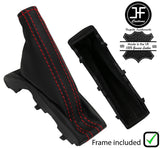 RED  STITCH LEATHER HANDBRAKE GAITER+PLASTIC FRAME FOR VAUXHALL OMEGA C 99-03