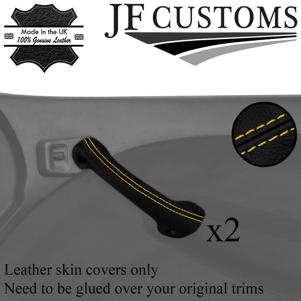 YELLOW STITCH LEATHER 2X FRONT DOOR HANDLE COVER FOR ROVER 45 MG ZS 99-05 JF1