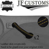 YELLOW STITCH LEATHER 2X FRONT DOOR HANDLE COVER FOR ROVER 45 MG ZS 99-05 JF1