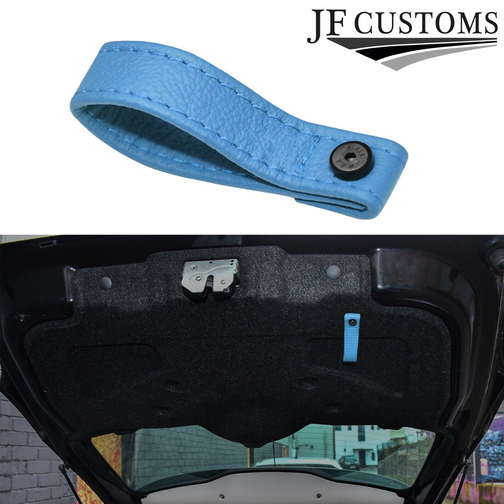 L BLUE LEATHER TAILGATE BOOT PULL STRAP HANDLE FITS FIAT 500 ABARTH 07-16