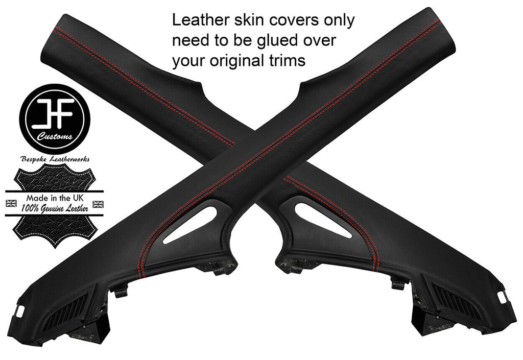 RED STITCH 2X REAR C PILLAR LEATHER COVER FOR PORSCHE CARRERA 996 COUPE 97-05