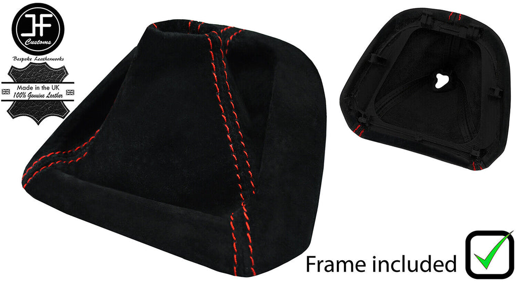 RED STITCH SUEDE GEAR GAITER + PLASTIC FRAME FOR PORSCHE CAYMAN 987 2005-2012