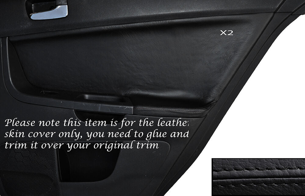 BLACK STITCH 2X REAR DOOR CARD TRIM SKIN COVER FITS MITSUBISHI LANCER EVO X 10
