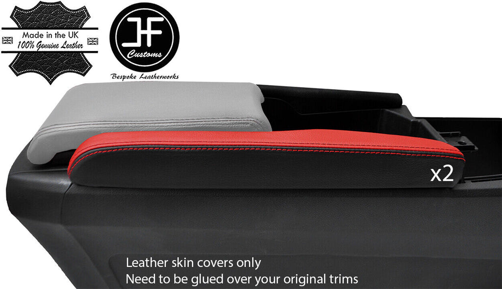 BLACK & RED 2X CONSOLE SIDE TRIM LEATHER COVER FITS HONDA CIVIC MK10 17-19