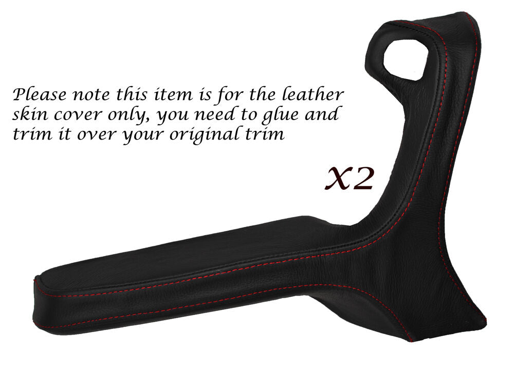 RED STITCH 2X FRONT DOOR HANDLE ARMREST COVERS FITS BMW 3 SERIES E30 84-92