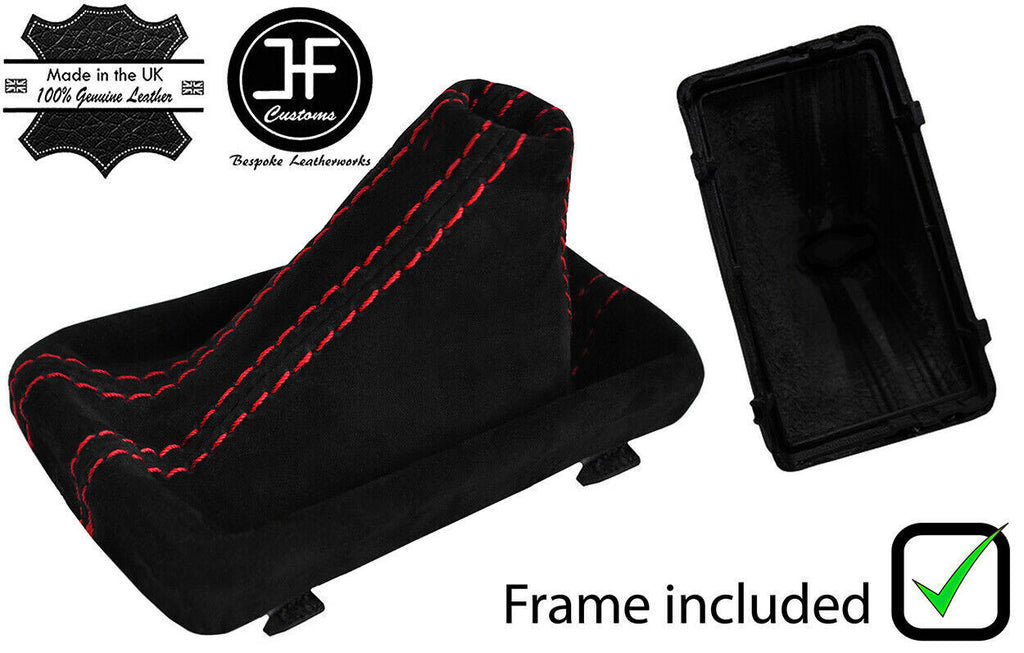 RED STITCH SUEDE AUTOMATIC GEAR GAITER + PLASTIC FRAME FOR AUDI A6 C6 04-11