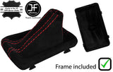 RED STITCH SUEDE AUTOMATIC GEAR GAITER + PLASTIC FRAME FOR AUDI A6 C6 04-11