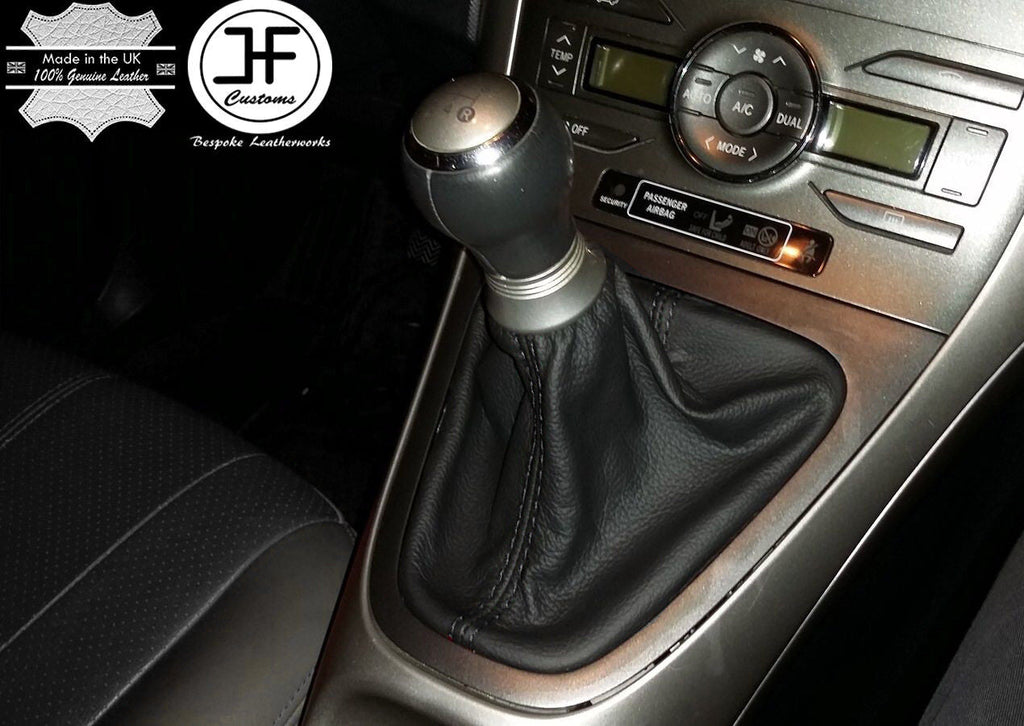 BLACK STITCH REAL LEATHER GEAR GAITER SHIFT BOOT FITS TOYOTA AURIS 2007-2011