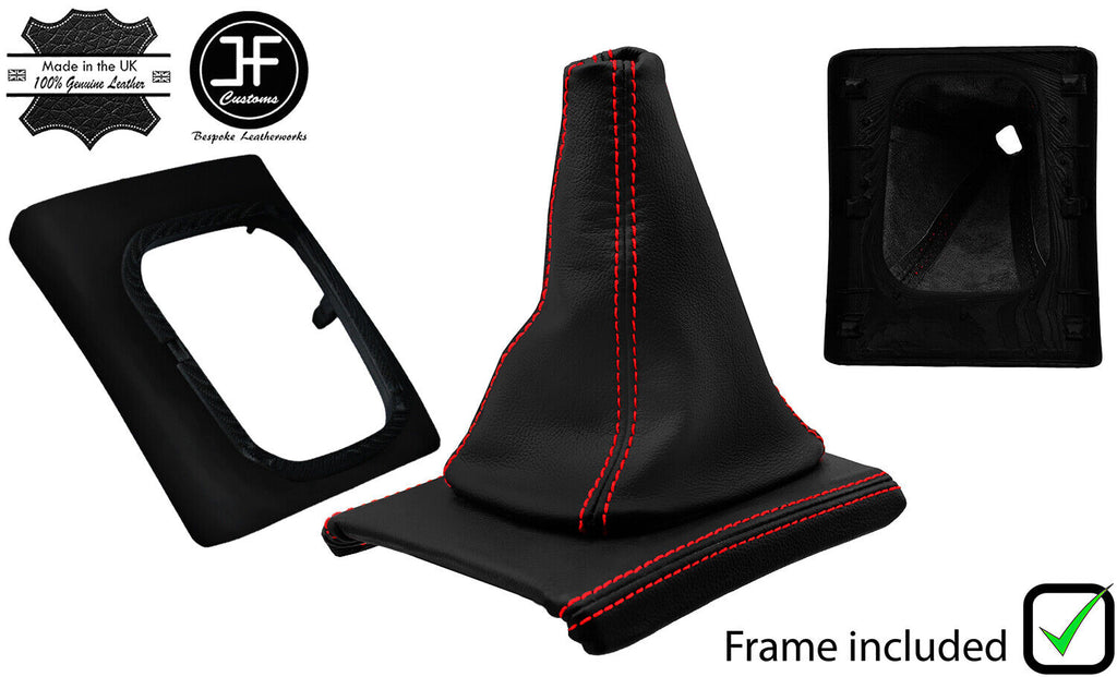RED  STITCH LEATHER GEAR GAITER+SURROUND BASE FRAME FOR VW GOLF MK3 1991-1998