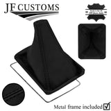 BLACK STITCH LEATHER GEAR GAITER + METAL FRAME FITS TOYOTA AVENSIS MK1 98-03