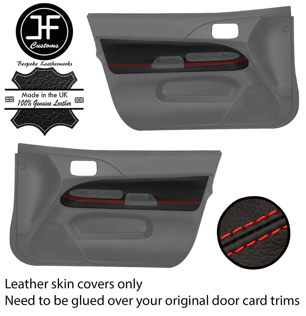 RED STITCH 2X FRONT DOOR CARD TRIM LEATHER COVER FOR MITSUBISHI EVO 7 8 9 JF1