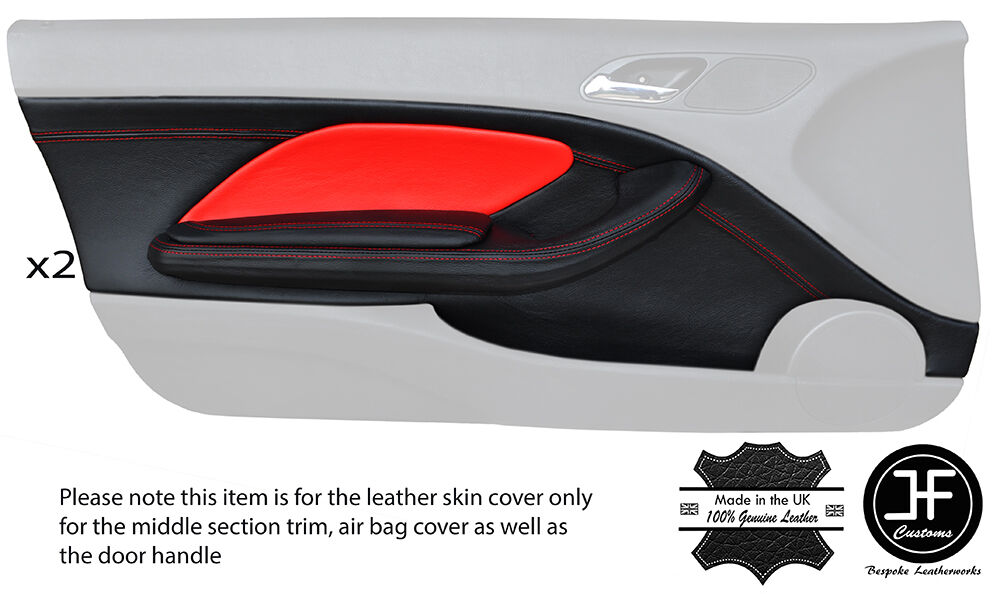 RED STITCH 2X FRONT DOOR CARD TRIM LTHR COVERS FITS BMW E46 CONVERTIBLE COUPE