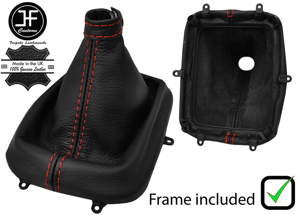 RED STITCH LEATHER GEAR GAITER+PLASTIC FRAME FITS HYUNDAI SONATA NF 2005-2010