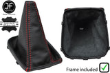 RED STITCH LEATHER GEAR GAITER+PLASTIC FRAME FOR SUBARU IMPREZA WRX STI 05-07