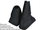 BLUE STITCHING FITS FORD FOCUS MK2 2005-2008 LEATHER GEAR+HANDBRAKE GAITERS SET