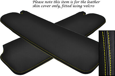 YELLOW STITCHING 2X SUN VISORS LEATHER SKIN COVERS FITS SUNBEAM ALPINE