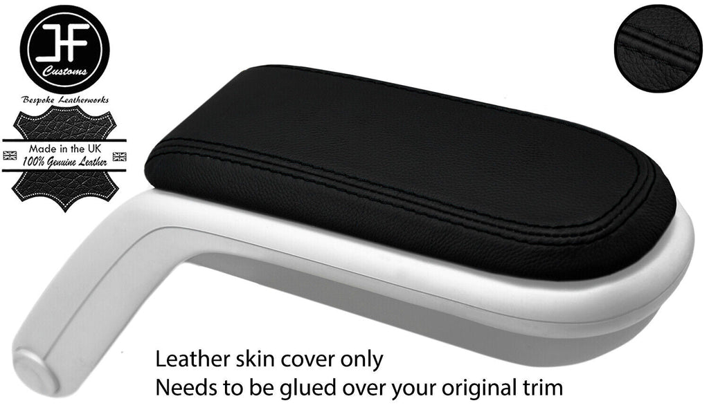 BLACK STITCH TOP GRAIN LEATHER ARMREST LID COVER FOR BMW MINI R55 R56 R57 07-14
