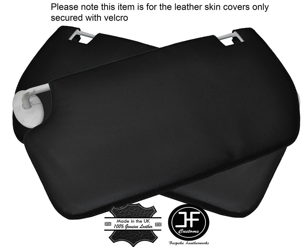BLACK STITCH 2X SUN VISORS LEATHER COVERS FITS FORD TRANSIT COURIER 2014-2017