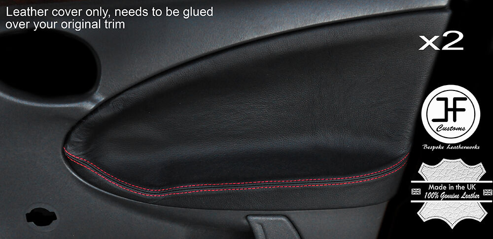RED STITCH 2X FRONT DOOR CARD TRIM LEATHER COVER FOR MG ZR ROVER 25 99-05 5DR