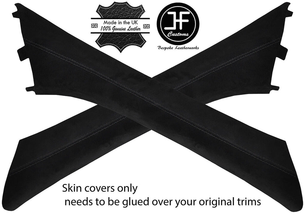 BLACK STITCH 2X A PILLAR REAL SUEDE COVERS FOR MERCEDES GL CLASS X164 2006-2012