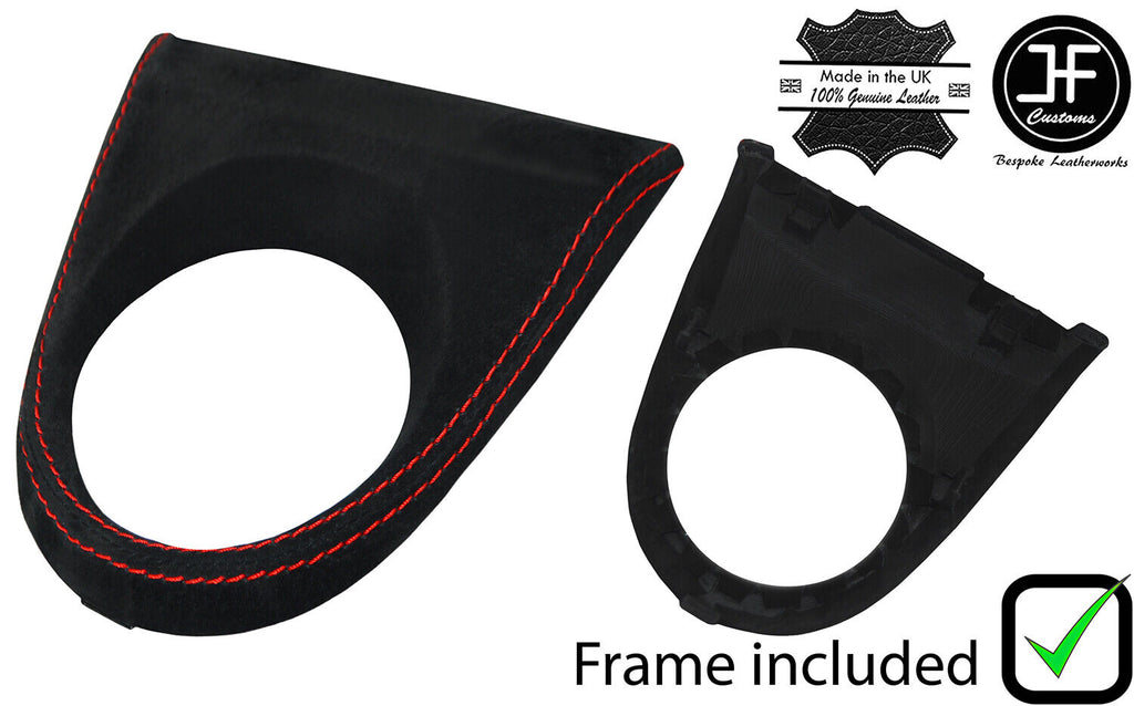 RED STITCH SUEDE MANUAL GEAR SURROUND + FRAME FOR HONDA CIVIC MK8 2006-2011
