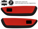 BLACK & RED 2 TONE LEATHER 2X FRONT DOOR CARD TRIM COVER FOR MG MGF MK1 95-99