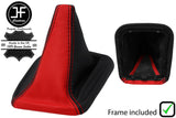 BLACK RED LEATHER MANUAL GEAR GAITER + PLASTIC FRAME FITS SEAT CORDOBA 99-02