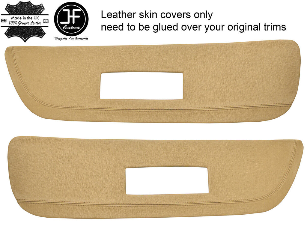 BEIGE LEATHER 2X FRONT DOOR CARD TRIM INSERT COVERS FITS SAAB 900 CLASSIC 78-93