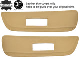 BEIGE LEATHER 2X FRONT DOOR CARD TRIM INSERT COVERS FITS SAAB 900 CLASSIC 78-93