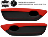 BLACK & RED 2 TONE LEATHER 2X DOOR CARD TRIM COVERS FITS MG TF MGTF MK2 00-06