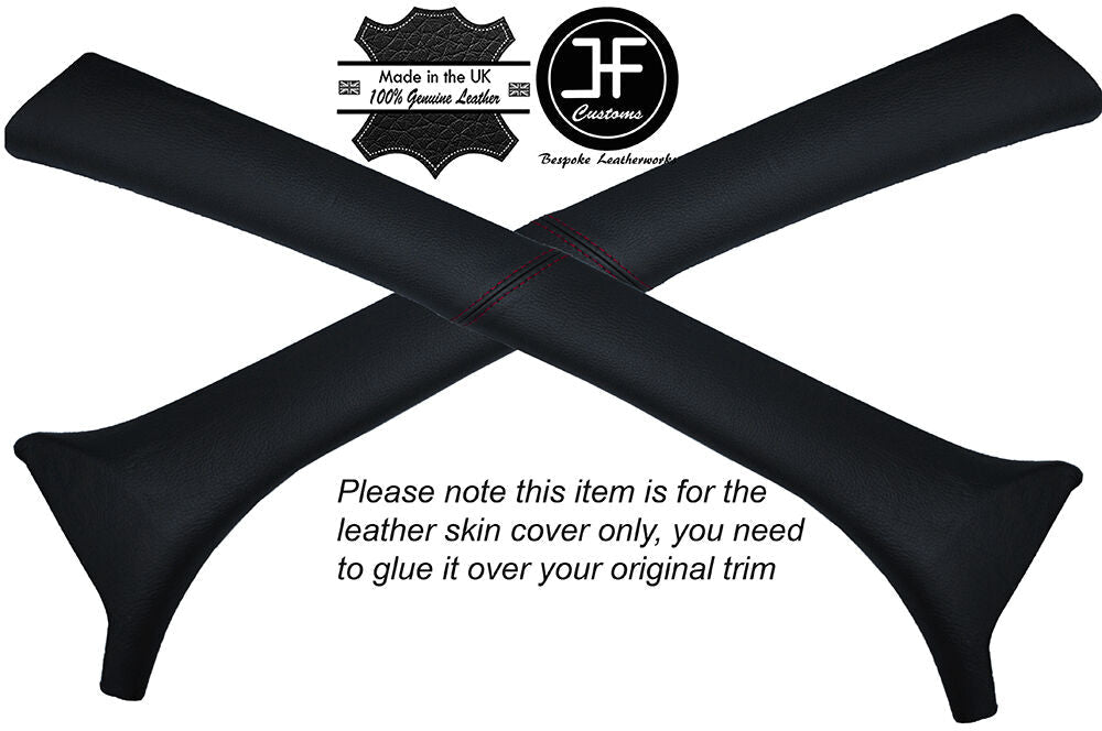 RED STITCH 2X A PILLAR LEATHER SKIN COVER FITS VW POLO MK5 6N2 1998-2001