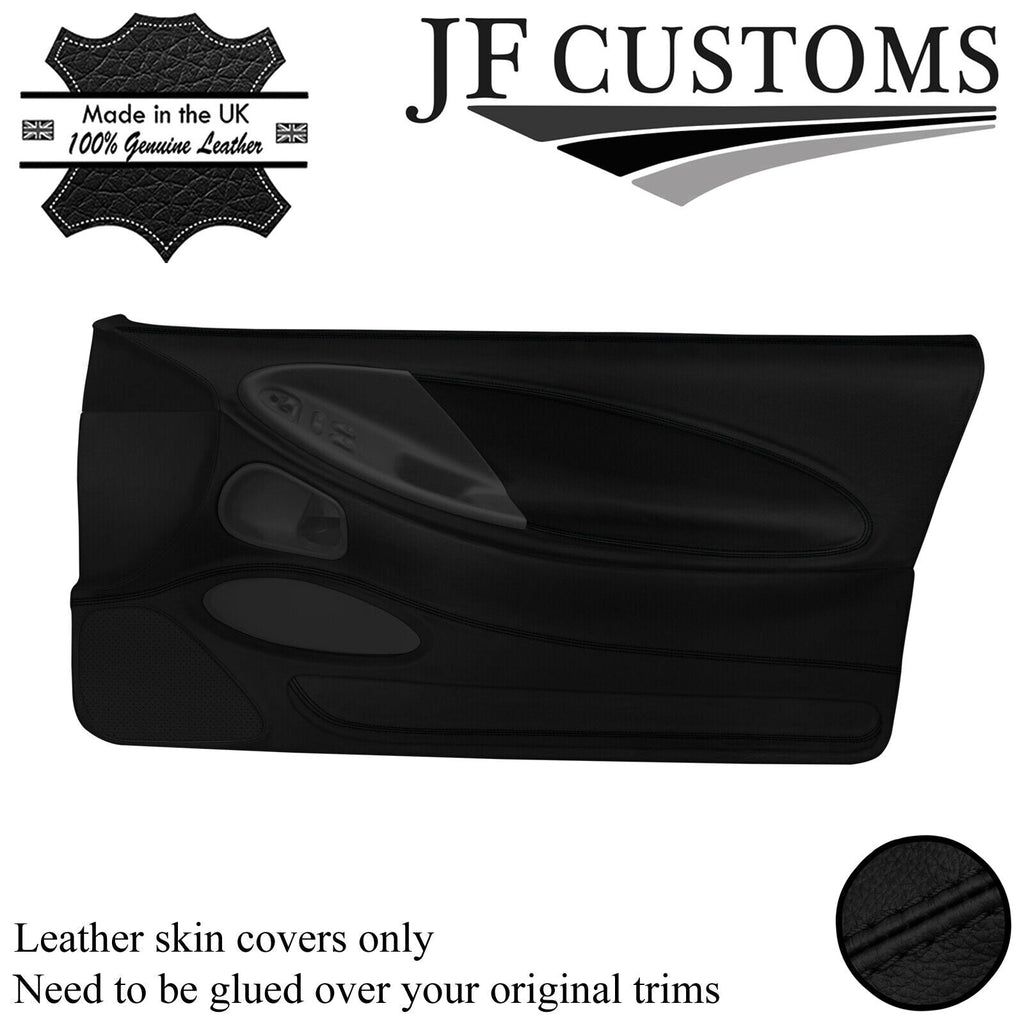 BLACK STITCH ITALIAN LEATHER 2X FULL DOOR CARD COVERS FITS FORD MUSTANG 94-98