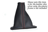 RED DOUBLE STITCHING  FITS  PEUGEOT 407 2004-2010 GEAR GAITER BLACK LEATHER
