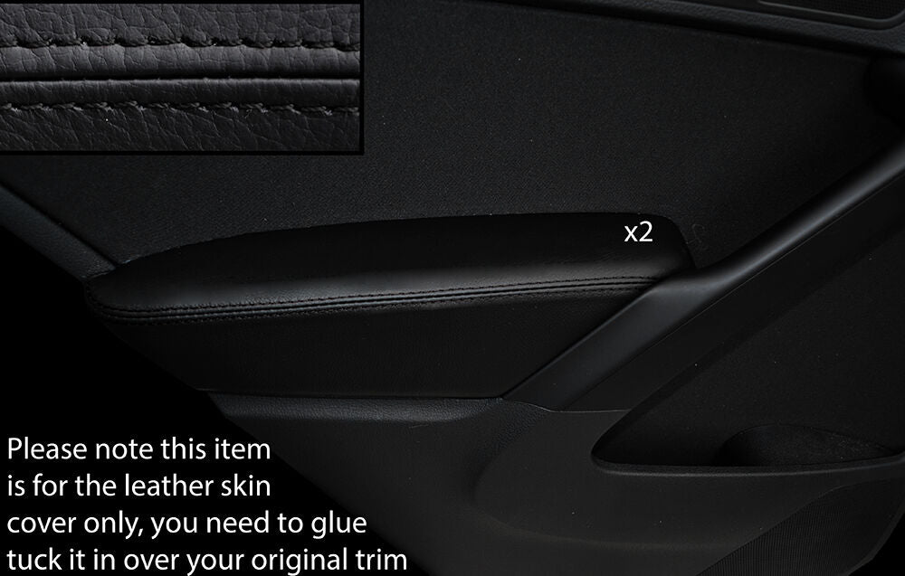 BLACK STITCH 2X REAR DOOR ARMREST SKIN COVER FITS VW TIGUAN 2007-2015 CUSTOM NEW