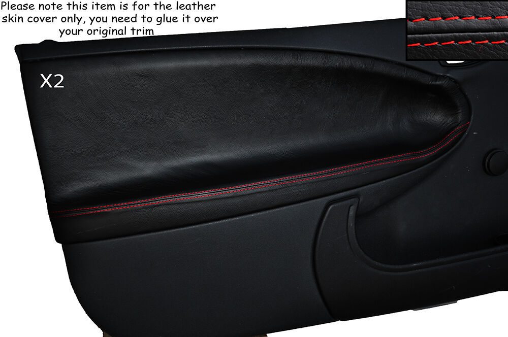 RED STITCH 2X FRONT DOOR CARD TRIM SKIN COVER FITS MG ZR ROVER 25 99-05 3 DR