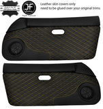 YELLOW DIAMOND STITCH 2X DOOR CARD LEATHER COVERS FOR MAZDA MX5 MK1 MIATA 89-97