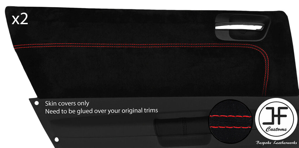 RED STITCH 2X REAR DOOR CARD TRIM SUEDE COVERS FOR CHRYSLER 300C 2005-2011