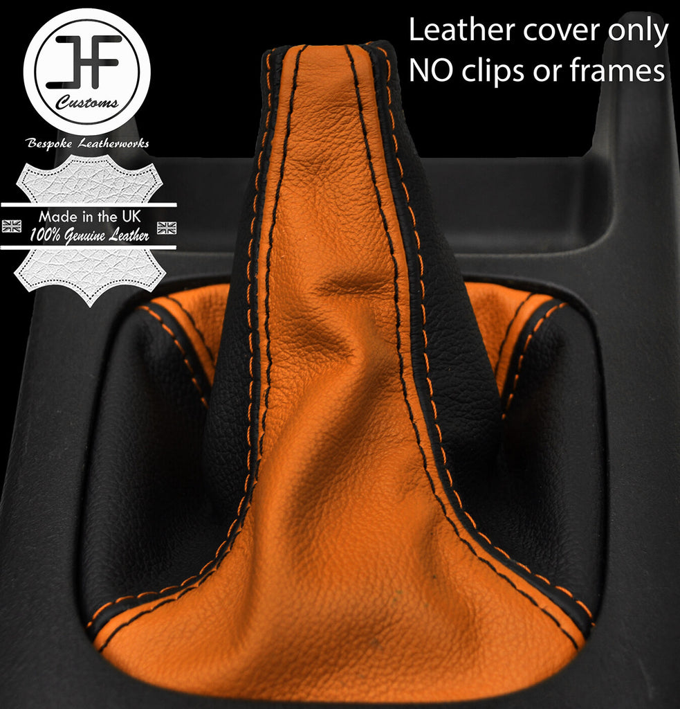 ORANGE & BLACK MANUAL LEATHER GEAR GAITER FITS SUBARU IMPREZA WRX STI 1998-2000