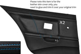 BLUE STITCH 2X REAR DOOR CARD LEATHER COVERS FITS BMW E36 SALOON SEDAN 91-98